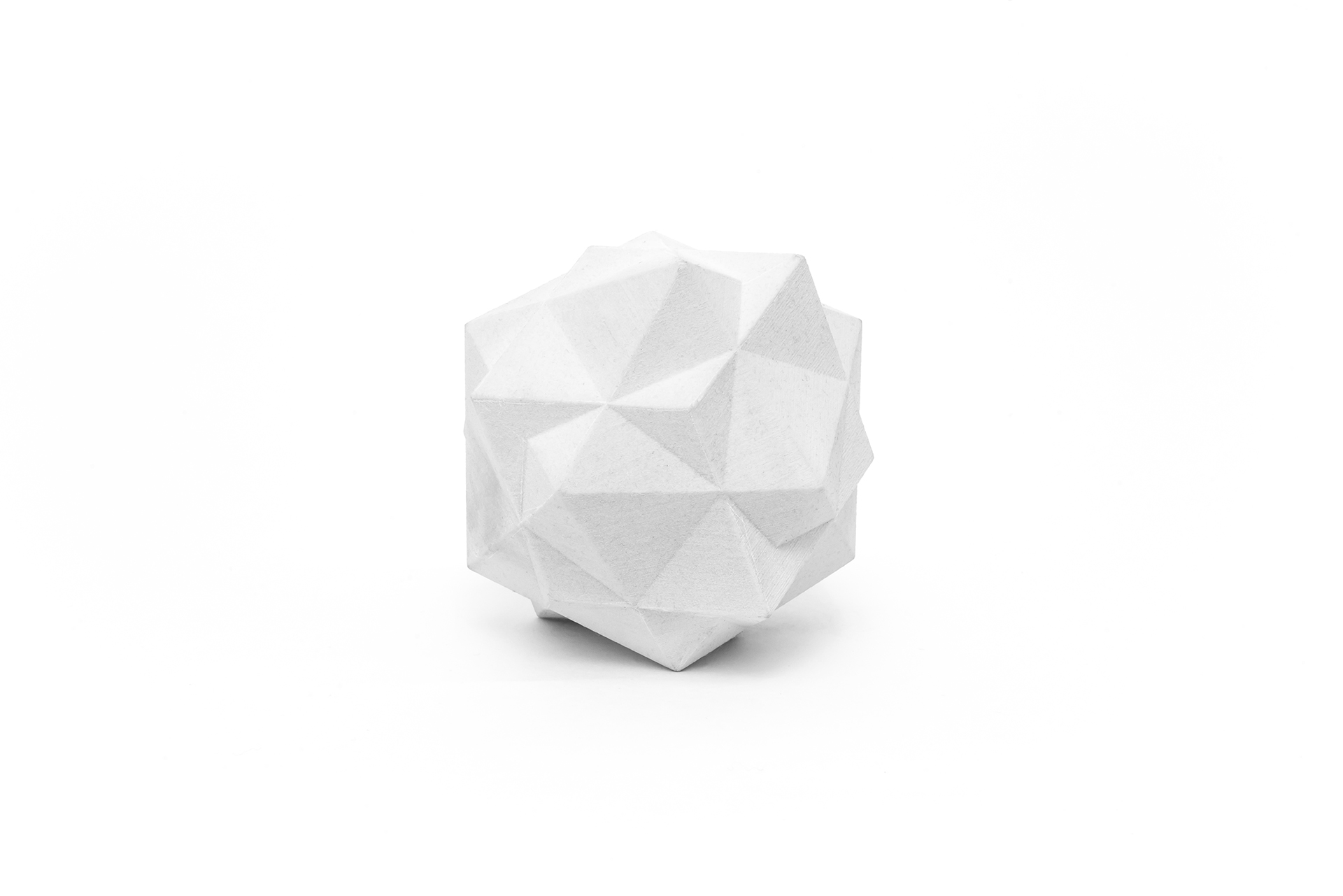 A sculptural piece of art composed of interconnected cubes.