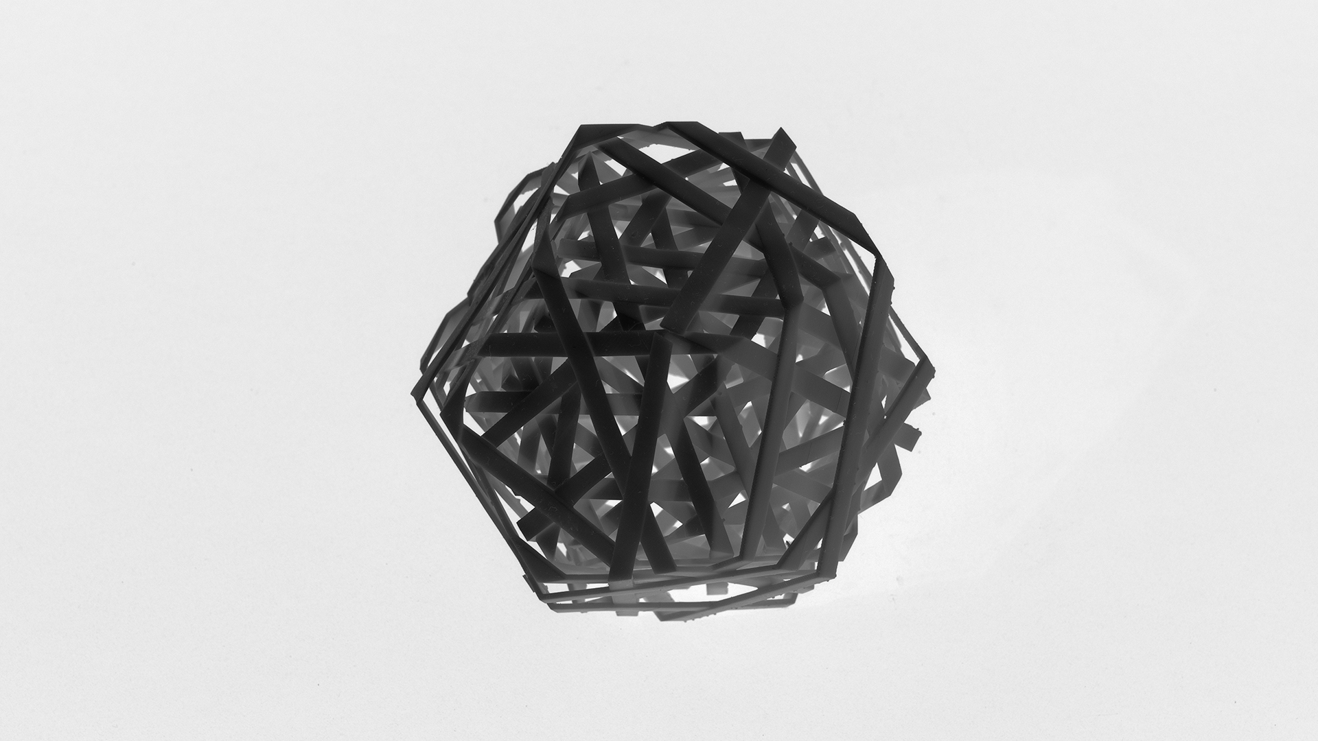 Hand-drawn sketch of a resin sculpture with intricate dodecahedral geometry, created by the Five-Fold Maps study.