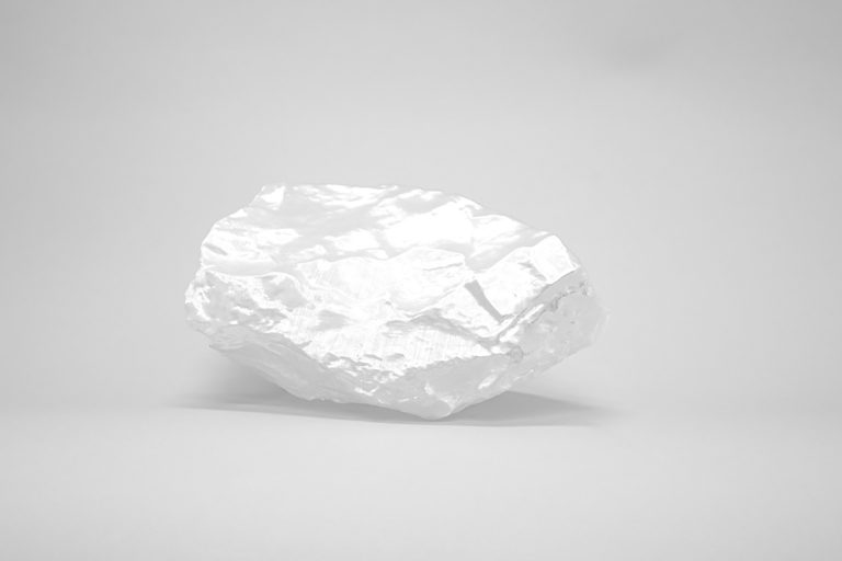 Pure white resin sculpture of ice.