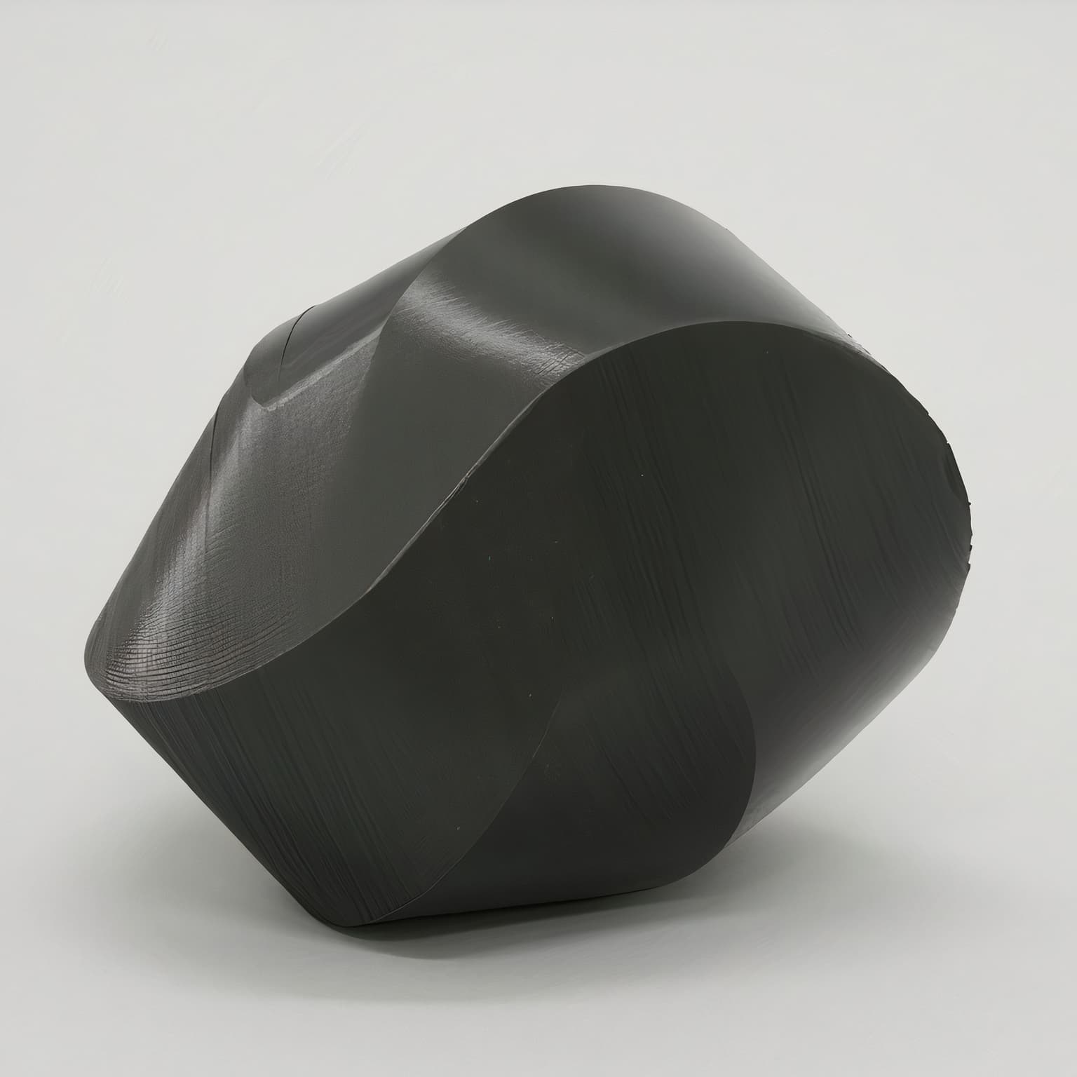 This black ABS sculpture displays a unique geometric design.