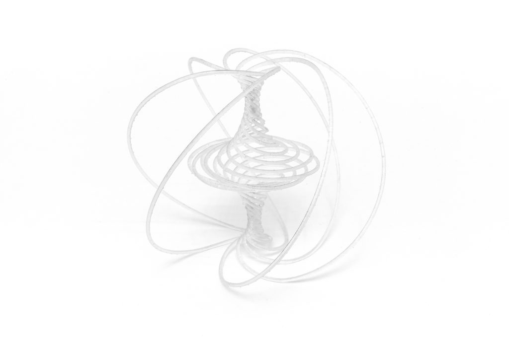 RobotSphere is a 3D printed resin structure created by robotic tube bending.