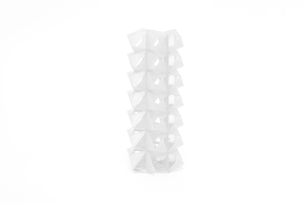 SuperCube Towers is a 3D printed resin structure showcasing vertical stacking.