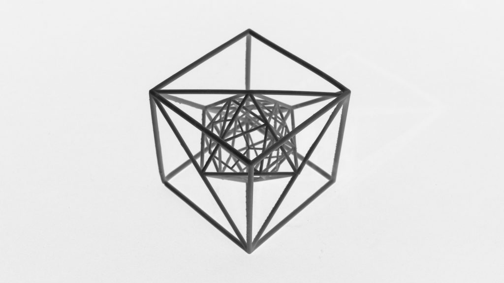 Nested Platonic solids 3D printed in resin.